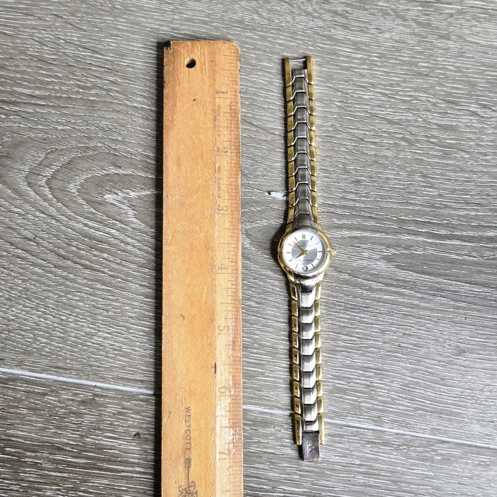 Anne Klein Women's Two Tone Watch Stainless Steel 10/6229 Date New Battery Vtg